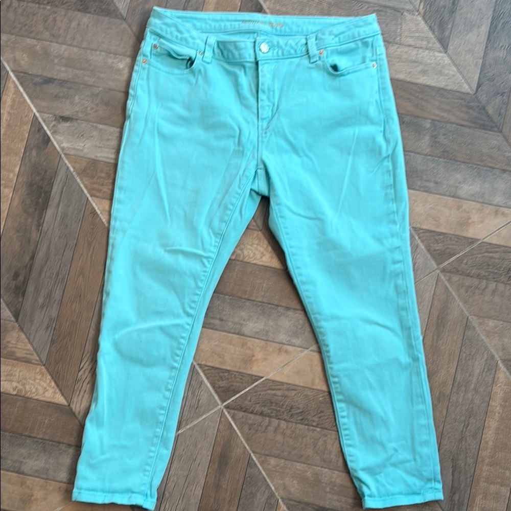 Michael Kors Izzy Cropped Skinny Jeans - Teal Color